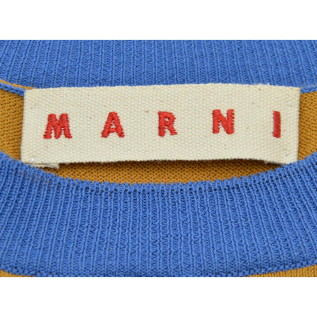 マルニ MARNI コットン 配色 半袖 ニットセーター40サイズ ブラウン イタリア製 レディース F-M8026
