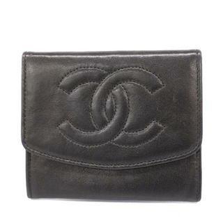 シャネル(CHANEL)の【4ic2795】シャネル コインケース/ラムスキン/ブラック/ゴールド金具 【中古】 レディース(コインケース)