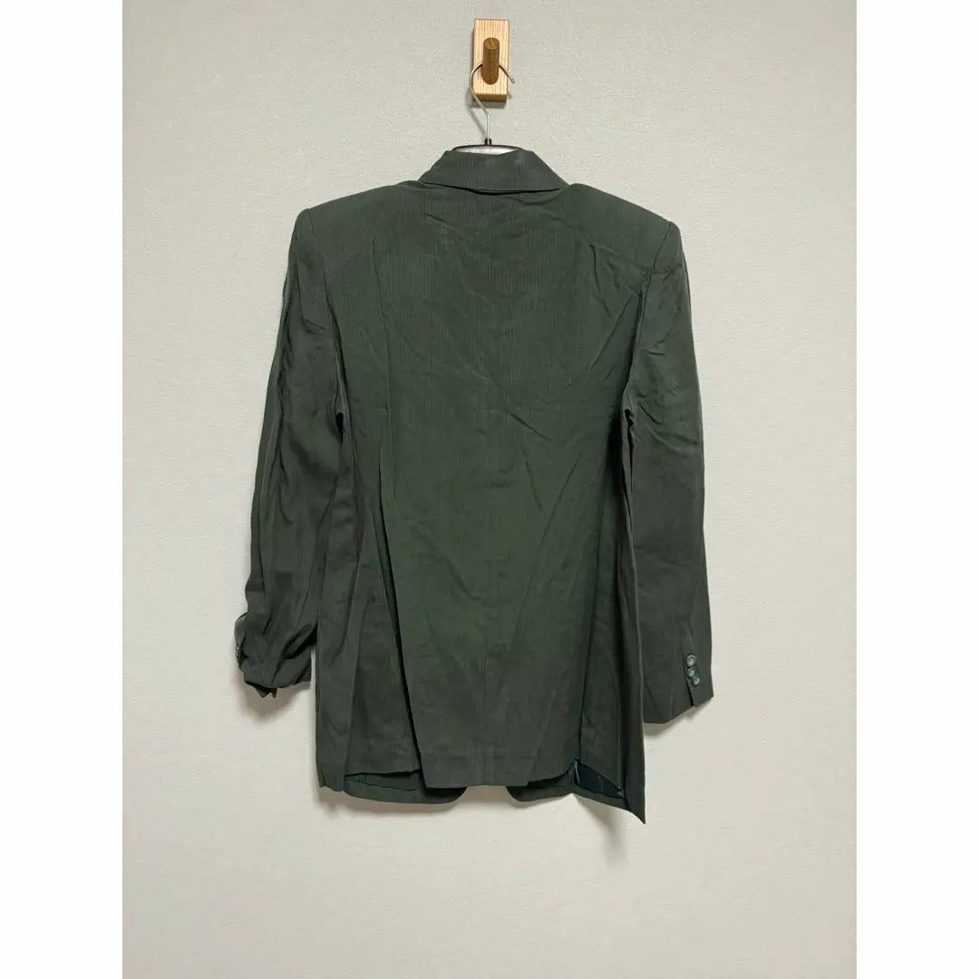 テーラードジャケット Mサイズ  新品 SILK シルク 絹 100% グリーン レディースのジャケット/アウター(テーラードジャケット)の商品写真