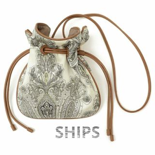 SHIPS - 【美品】SHIPS ペイズリー柄 巾着バッグ ベージュ