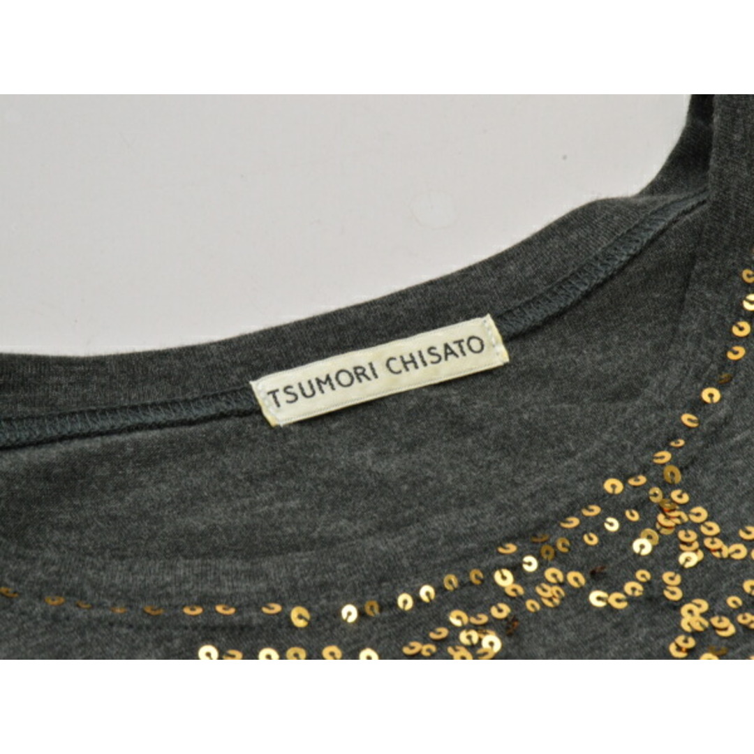 TSUMORI CHISATO(ツモリチサト)のツモリチサト TSUMORI CHISATO ロング Tシャツ スパンコール 2サイズ グレー レディース j_p F-M9163 レディースのトップス(Tシャツ(半袖/袖なし))の商品写真