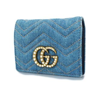 グッチ(Gucci)の【4ic2892】グッチ 財布/GGマーモント/466492/デニム/ブルー/ゴールド金具 【中古】 レディース(財布)