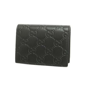 グッチ(Gucci)の【4ic2829】グッチ 名刺入れ/グッチシマ/406694/レザー/ブラック 【中古】 メンズ(名刺入れ/定期入れ)