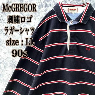 マックレガー(McGREGOR)のIT153 US古着マックレガー刺繍ロゴマルチボーダーカラーラガーシャツ90s(Tシャツ/カットソー(七分/長袖))