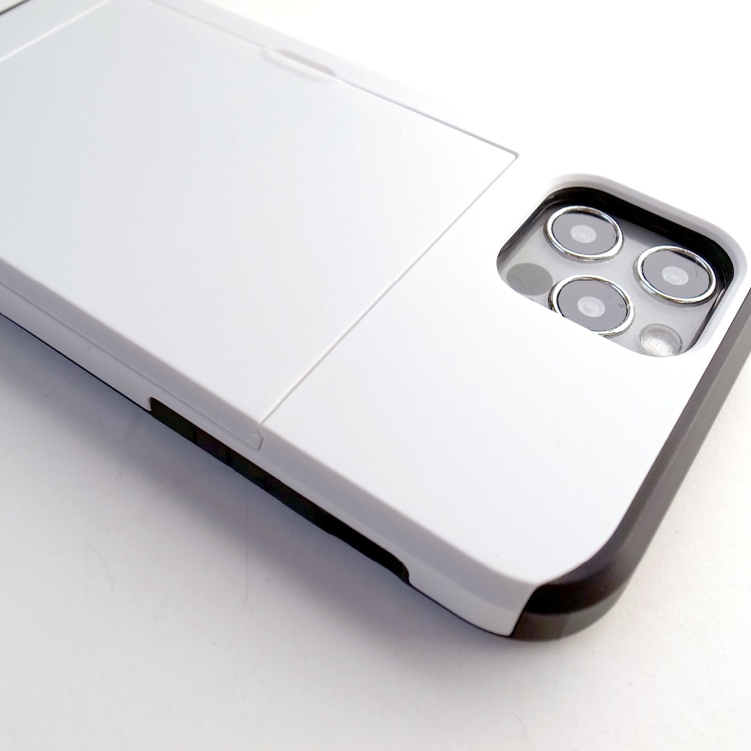 カード収納ホルダー iPhone15ケース 各サイズあり♪ 白色 フィルム付き スマホ/家電/カメラのスマホアクセサリー(iPhoneケース)の商品写真