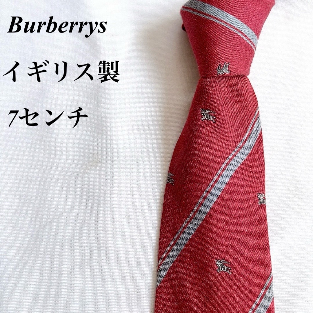 BURBERRY(バーバリー)のBurberrys★レッド★レジメンタル＆小紋柄★総柄★イギリス製★ネクタイ★7 メンズのファッション小物(ネクタイ)の商品写真