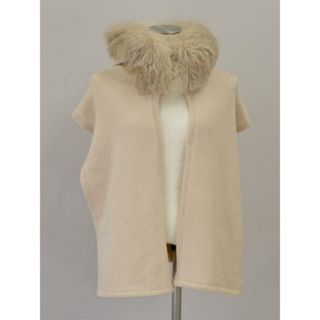 FOXEY - フォクシー FOXEY 34526 カシミア ストール マフラー フード フォックスファー Capuche Snow White ベージュ レディース j_p F-MR1120