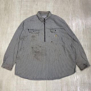 carhartt - カーハート ヒッコリー プルオーバー フェード 長袖 ワーク シャツ 3XL