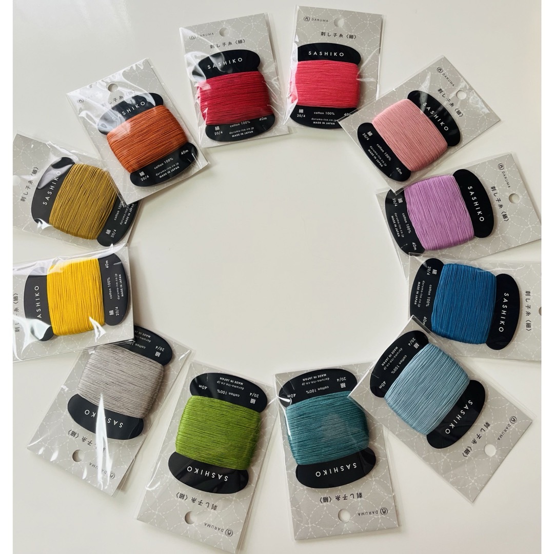 5横田ダルマ刺し子カード巻12色セット ハンドメイドの素材/材料(生地/糸)の商品写真