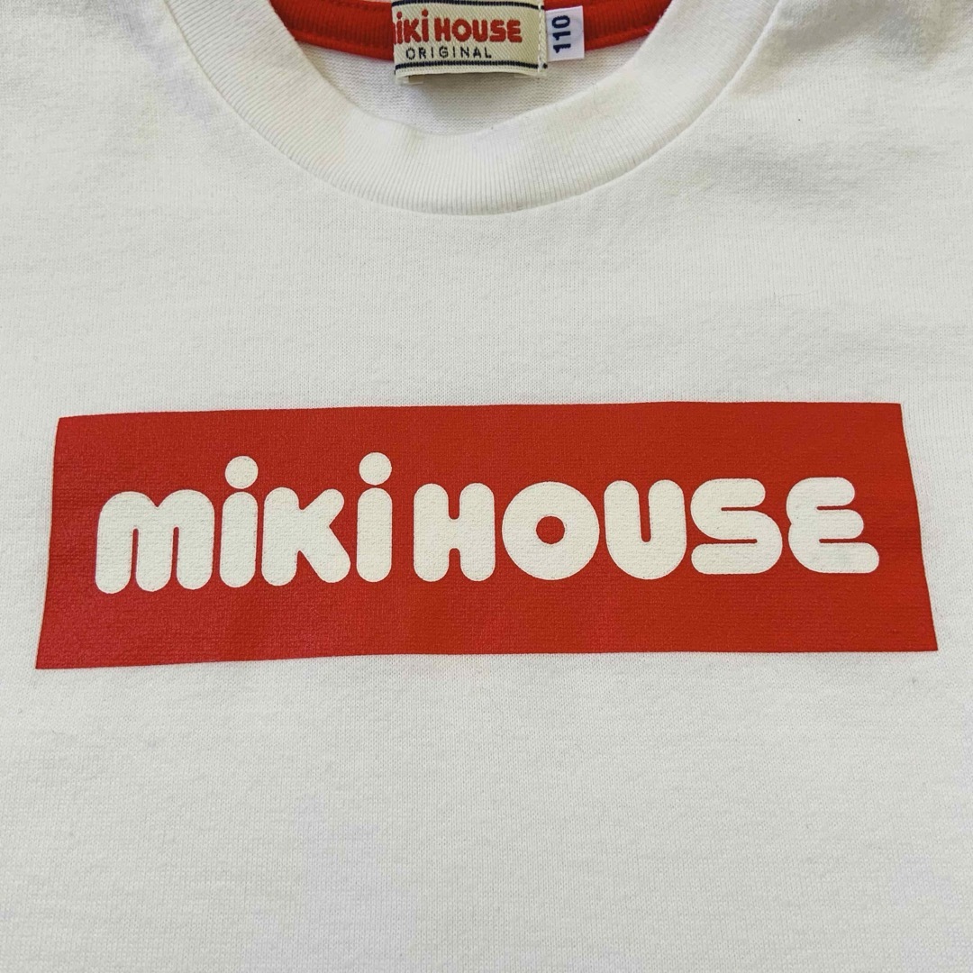 mikihouse(ミキハウス)の美品★ミキハウス★ボックスロゴ★Tシャツ★ホワイト★110 キッズ/ベビー/マタニティのキッズ服男の子用(90cm~)(Tシャツ/カットソー)の商品写真