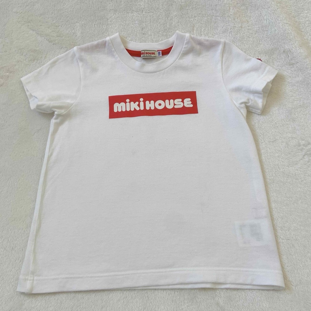 mikihouse(ミキハウス)の美品★ミキハウス★ボックスロゴ★Tシャツ★ホワイト★110 キッズ/ベビー/マタニティのキッズ服男の子用(90cm~)(Tシャツ/カットソー)の商品写真