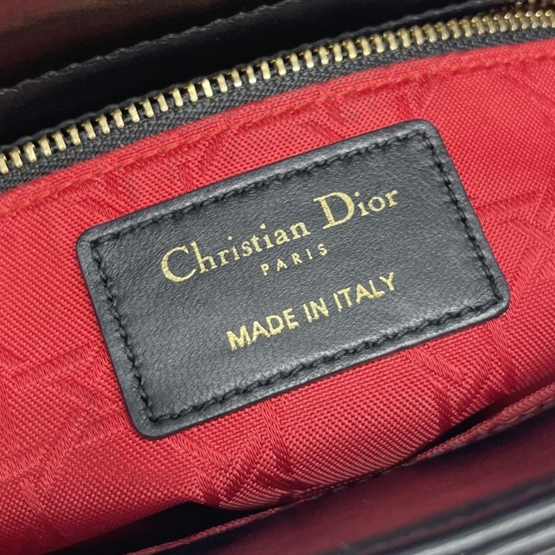 Christian Dior(クリスチャンディオール)のクリスチャンディオール CHRISTIAN DIOR レディディオール スモール LADY DIOR MY ABCDIOR スモールバッグ MYABC カナージュバッグ バッグ トートバッグ ショルダーバッグ ラムスキン ブラック 黒 ゴールド金具 レディースのバッグ(トートバッグ)の商品写真