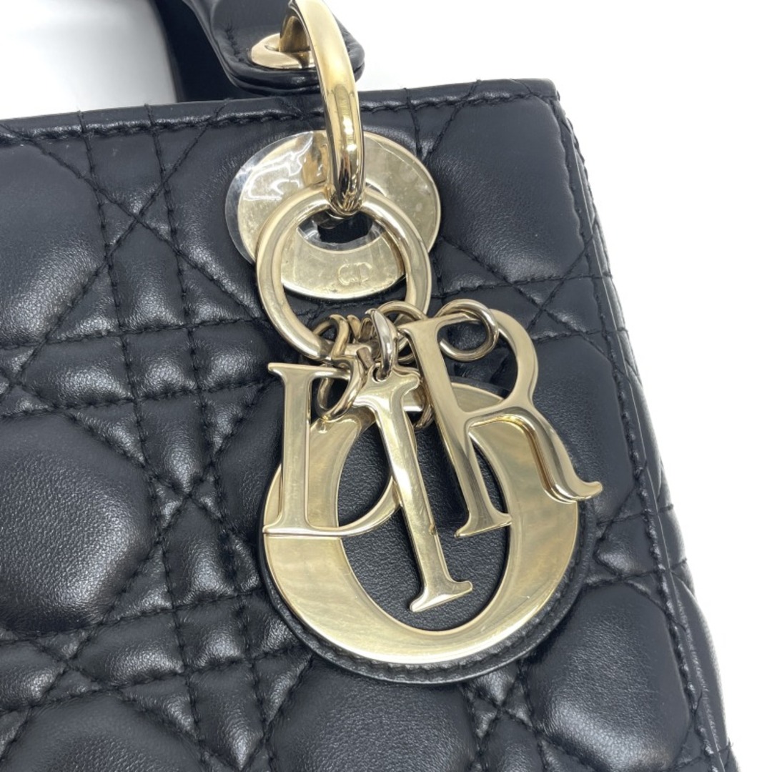 Christian Dior(クリスチャンディオール)のクリスチャンディオール CHRISTIAN DIOR レディディオール スモール LADY DIOR MY ABCDIOR スモールバッグ MYABC カナージュバッグ バッグ トートバッグ ショルダーバッグ ラムスキン ブラック 黒 ゴールド金具 レディースのバッグ(トートバッグ)の商品写真