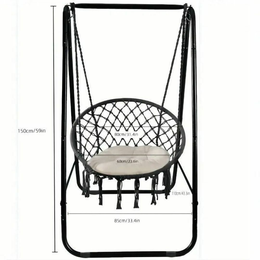 ハンモックチェア 椅子型ハンモック キャンプ アウトドア 室内 室外 ブラック スポーツ/アウトドアのアウトドア(テーブル/チェア)の商品写真