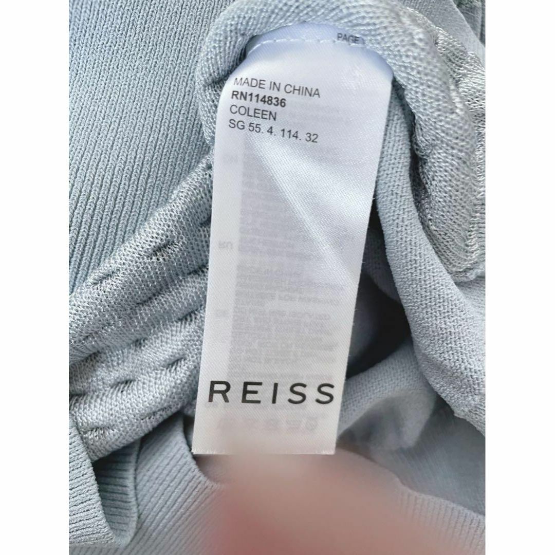 REISS(リース)の1回のみ着用 極美品 REISS メッシュヘンリーサマーニット ブルー レディースのトップス(カットソー(半袖/袖なし))の商品写真