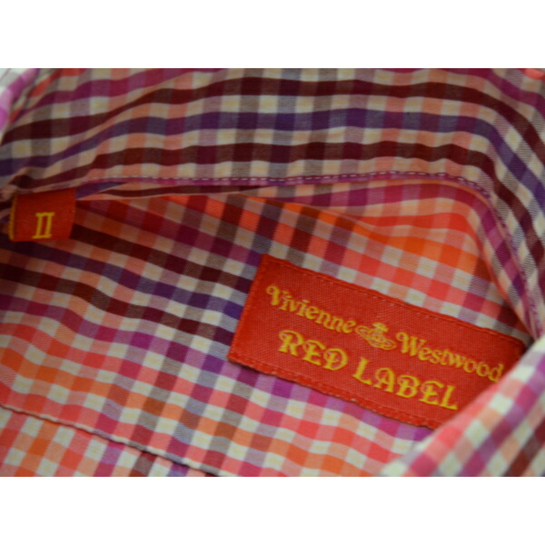 Vivienne Westwood(ヴィヴィアンウエストウッド)のヴィヴィアンウエストウッド Vivienne Westwood Red Label ギンガムチェックシャツ オーヴ刺繍 2 オレンジ レディース e_u F-S4431 レディースのトップス(シャツ/ブラウス(半袖/袖なし))の商品写真