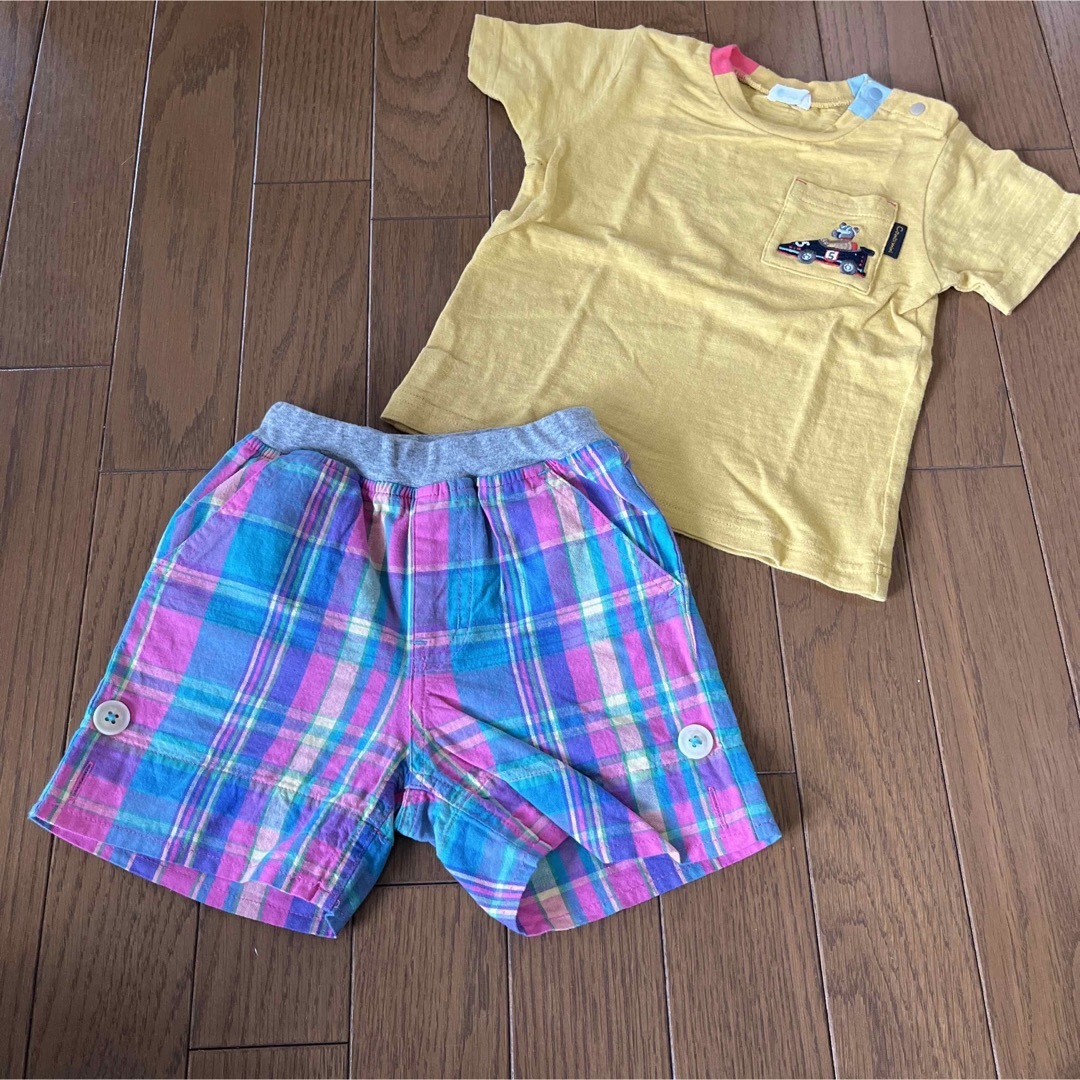 Combi mini(コンビミニ)のコンビミニ　Tシャツ　チェックパンツ　90 キッズ/ベビー/マタニティのキッズ服男の子用(90cm~)(Tシャツ/カットソー)の商品写真