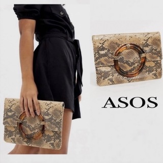 【新品】ASOS スネーク柄クラッチバッグ