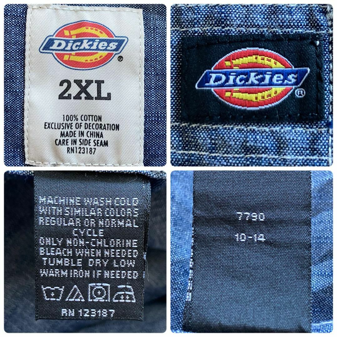 Dickies(ディッキーズ)のIT148 US古着ディッキーズワンポイントブランドタグビッグサイズワークシャツ メンズのトップス(Tシャツ/カットソー(半袖/袖なし))の商品写真