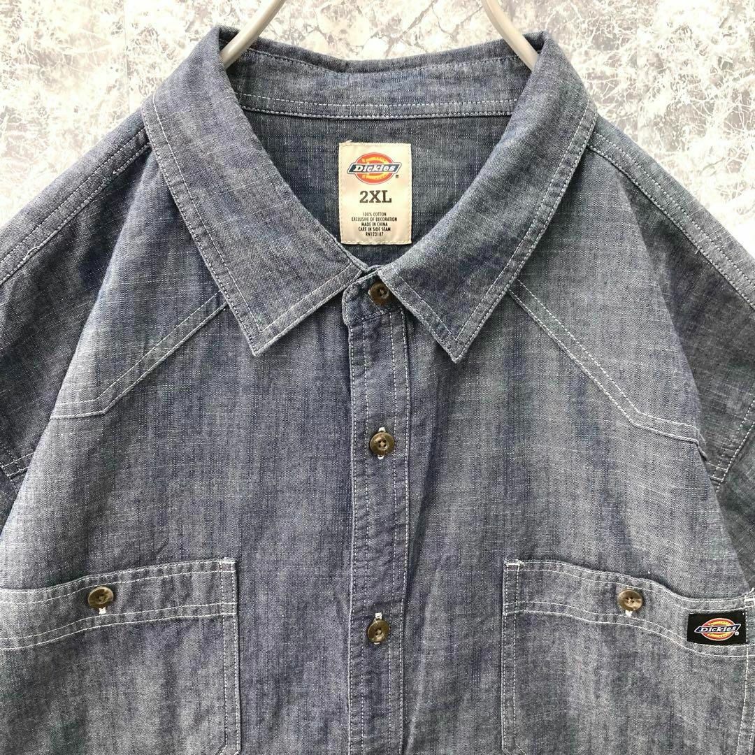 Dickies(ディッキーズ)のIT148 US古着ディッキーズワンポイントブランドタグビッグサイズワークシャツ メンズのトップス(Tシャツ/カットソー(半袖/袖なし))の商品写真