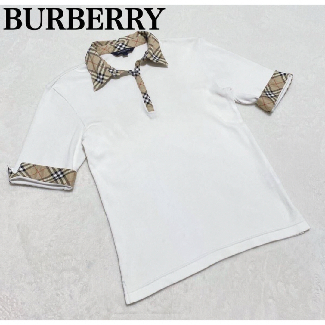 BURBERRY(バーバリー)のBURBERRY GOLF ノバチェック ポロシャツ 白 Mサイズ レディース レディースのトップス(ポロシャツ)の商品写真