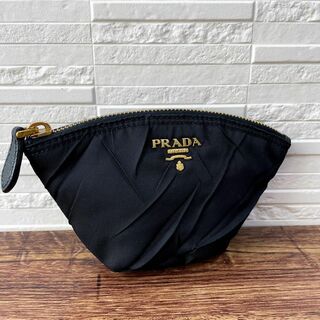 PRADA - 良品 プラダ PRADA ロゴ ナイロン ミニ ポーチ ゴールド金具 ブラック