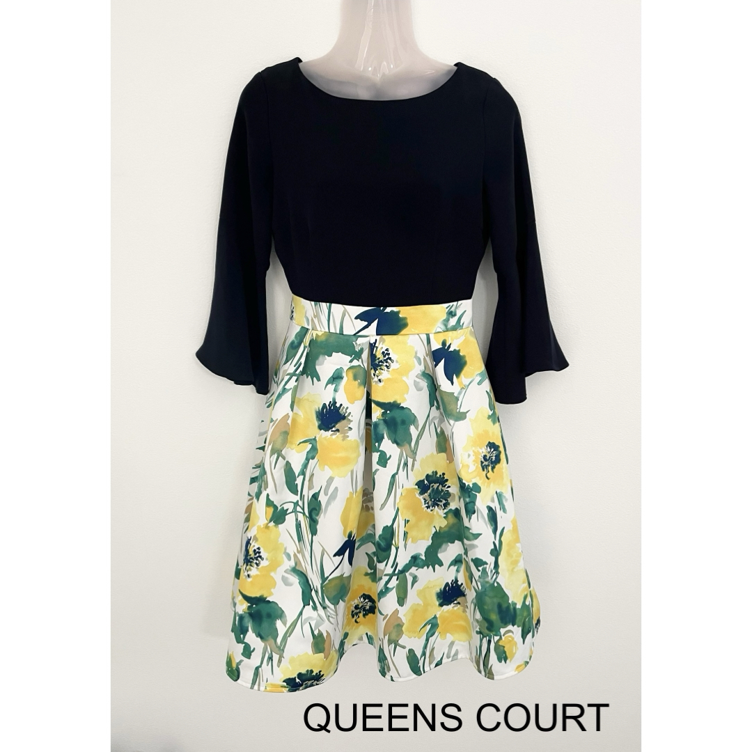 QUEENS COURT(クイーンズコート)のQUEENS COURT 花柄ドッキングワンピース レディースのワンピース(ひざ丈ワンピース)の商品写真