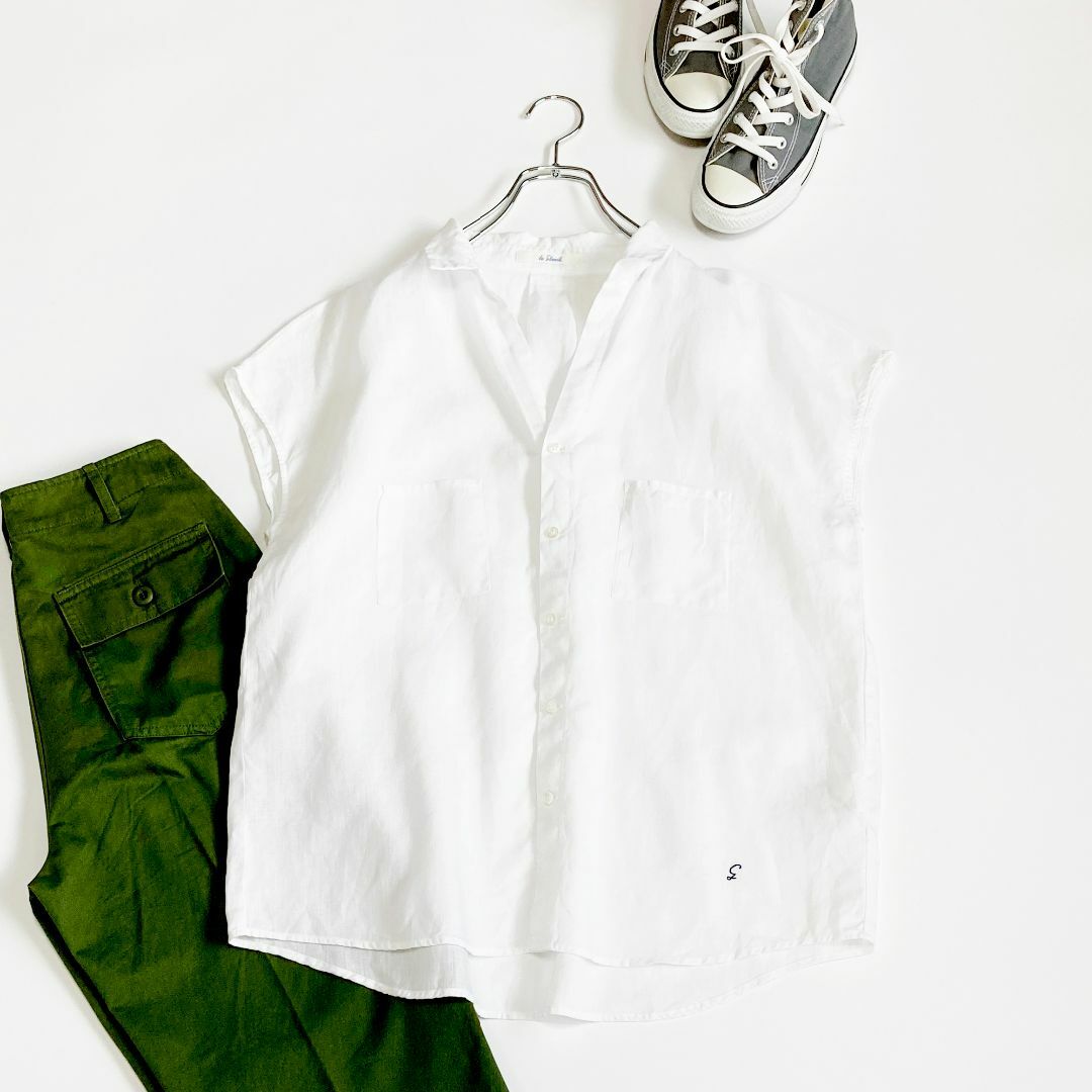 LE GLAZIK(ルグラジック)の美品　　LE GLAZIK　　ルグラジック　　リネンワイドシルエットシャツ　 レディースのトップス(シャツ/ブラウス(半袖/袖なし))の商品写真