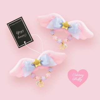 天使の羽　エンジェル　ウイング　ピンク　ヘアクリップ　スター　２個　ツインテール(バレッタ/ヘアクリップ)