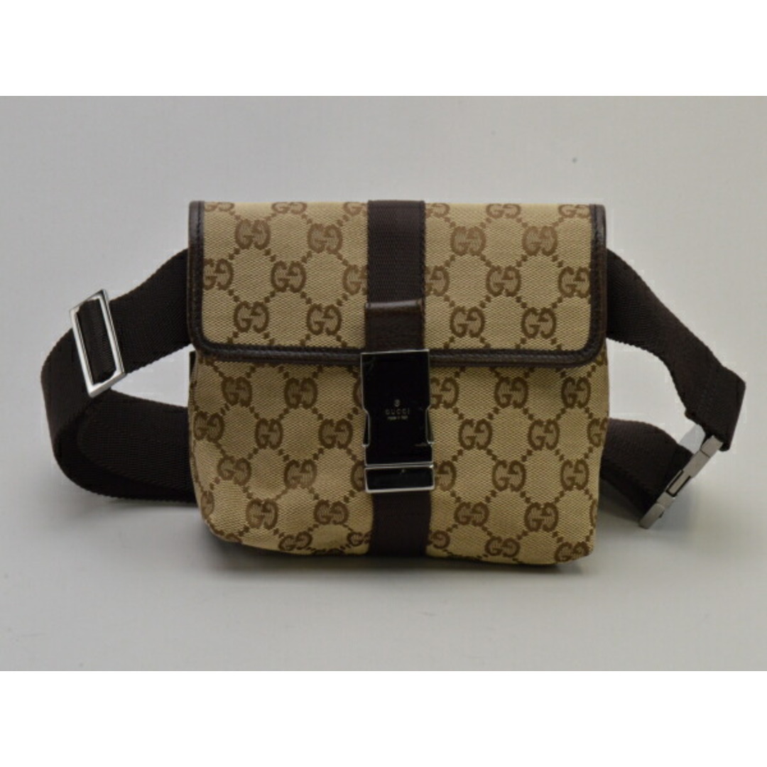 Gucci(グッチ)のグッチ GUCCI 131236 ウエストバッグ/ショルダー GGキャンバス ベージュ シルバー金具 レディース su_p e_u F-YA580 レディースのバッグ(ボディバッグ/ウエストポーチ)の商品写真