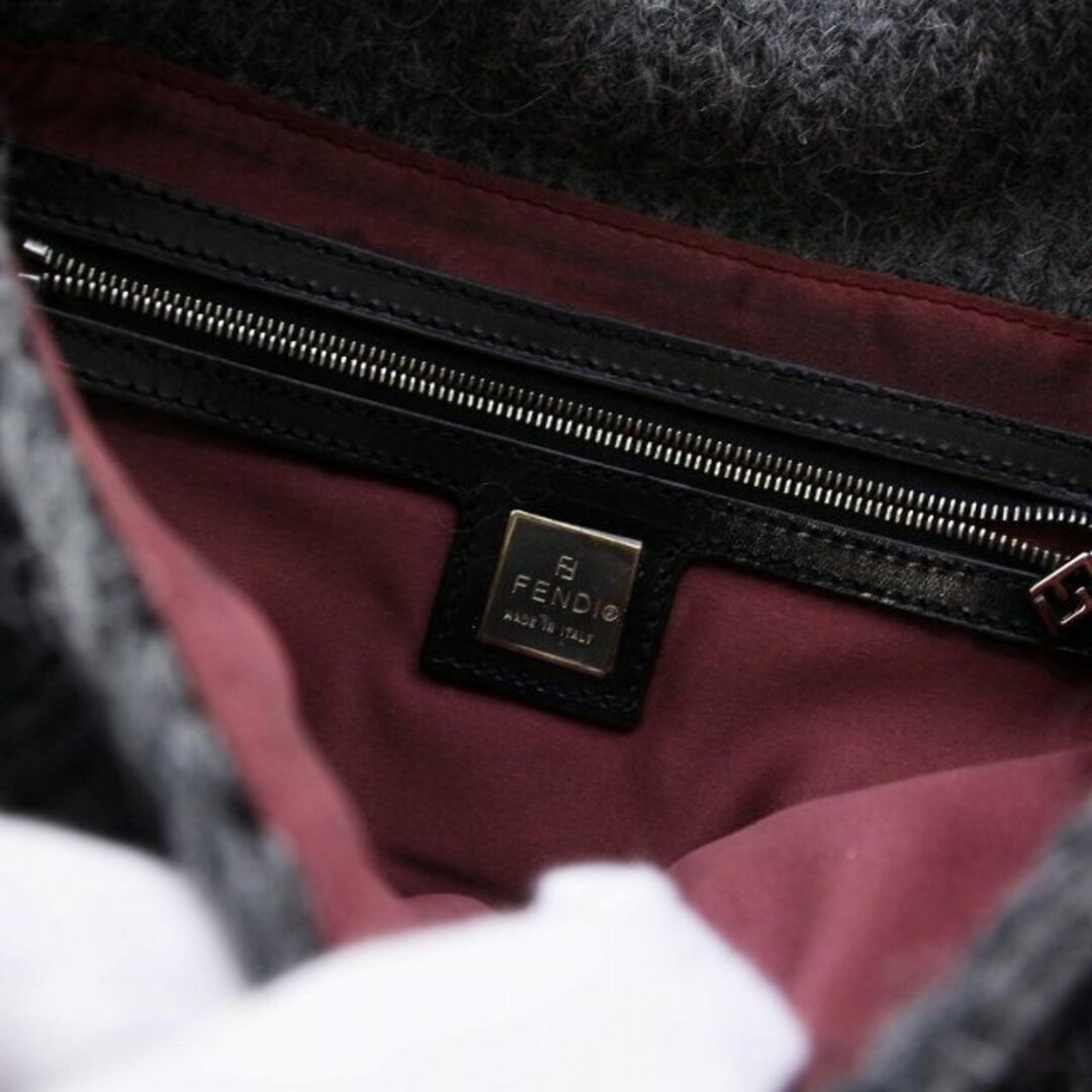 FENDI(フェンディ)のフェンディ FENDI マンマバケット ハンドバッグ ニット シルバー金具 レディースのバッグ(ハンドバッグ)の商品写真