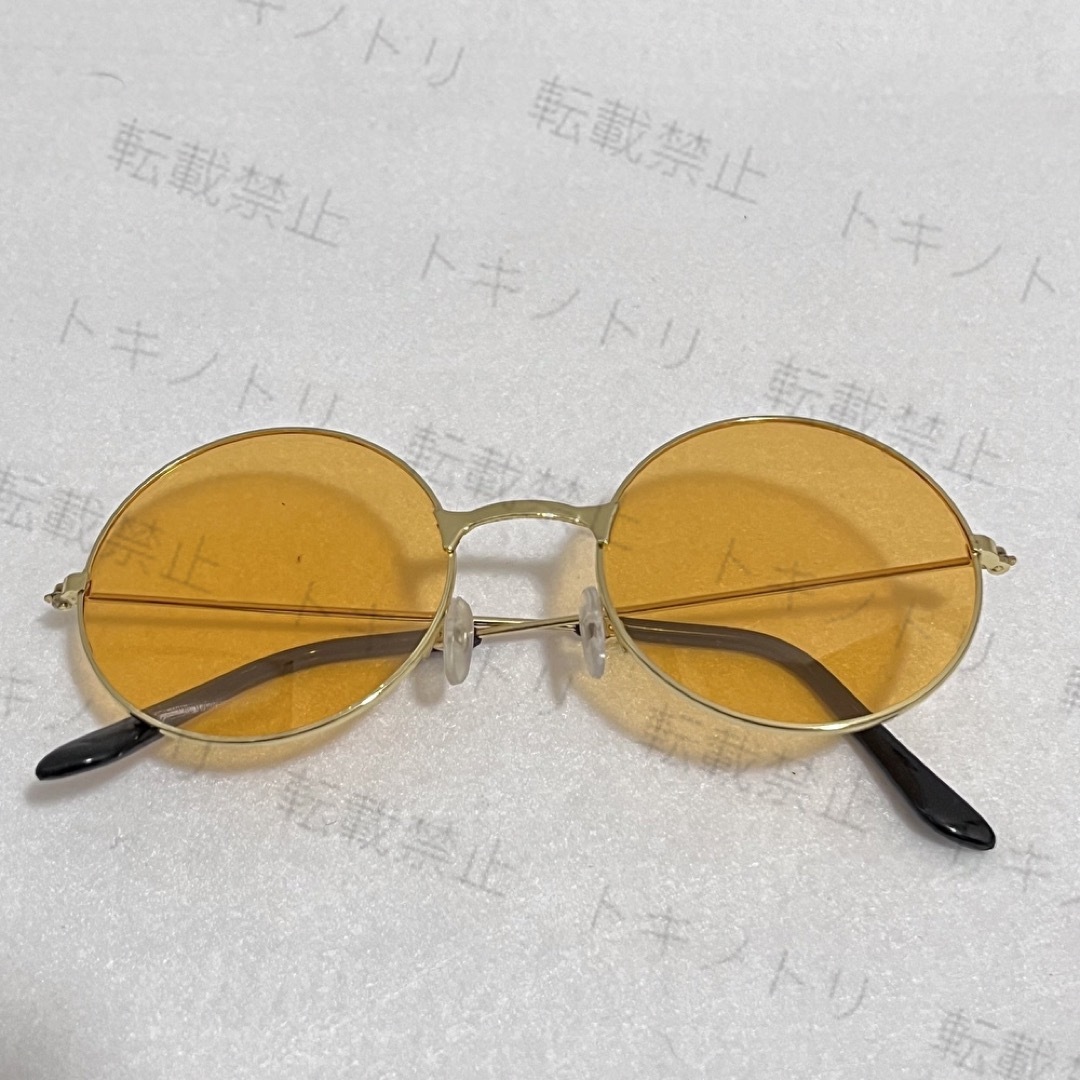 サングラス　ラウンド型　丸メガネ　グラサン　オレンジ　男女兼用　メガネクロス メンズのファッション小物(サングラス/メガネ)の商品写真
