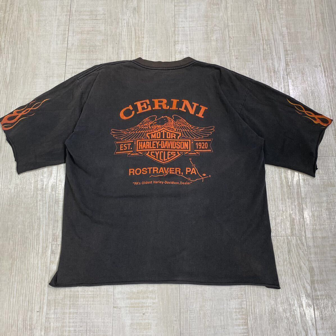 Harley Davidson(ハーレーダビッドソン)の00s ハーレーダビッドソン ロンT リメイク カットオフ スキッパー Tシャツ メンズのトップス(Tシャツ/カットソー(半袖/袖なし))の商品写真