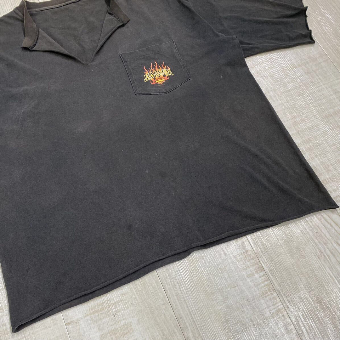 Harley Davidson(ハーレーダビッドソン)の00s ハーレーダビッドソン ロンT リメイク カットオフ スキッパー Tシャツ メンズのトップス(Tシャツ/カットソー(半袖/袖なし))の商品写真
