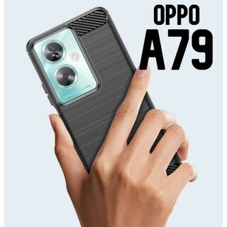OPPO A79 5G ブラック スマホケース 上下炭素(Androidケース)