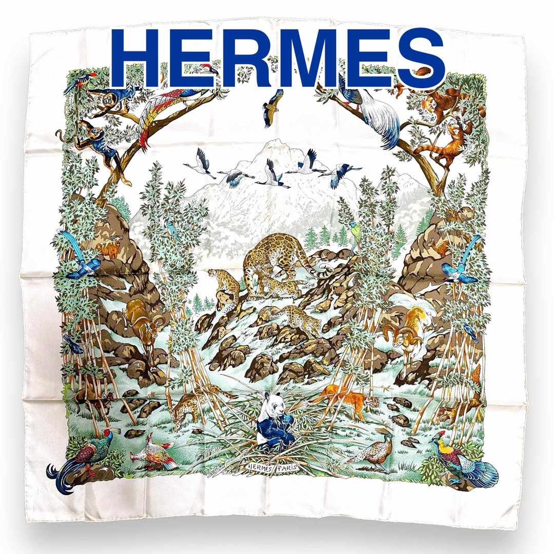 Hermes(エルメス)のエルメス カレ90 スカーフ シルク 四川省 sichuan マルチ ベージュ レディースのファッション小物(バンダナ/スカーフ)の商品写真