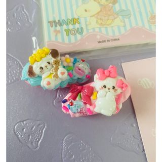 ミッコのパーツでハンドメイドパッチンピン2個セット♡画像の袋で可愛く包装します！(ファッション雑貨)