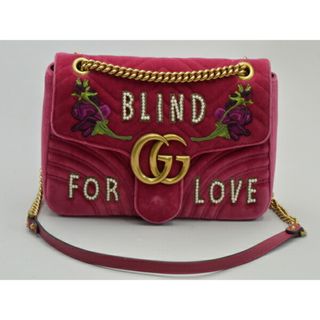 グッチ(Gucci)のグッチ GUCCI ショルダーバッグ GG MARMONT ベロア ベルベット LOVE 花 443496 ピンク ゴールド金具 レディース su_p e_u F-YA759(ショルダーバッグ)