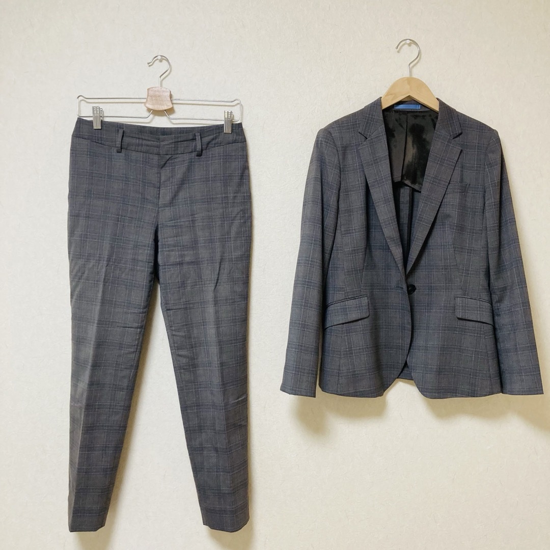 AOKI(アオキ)のAOKI  LES MUES レディースセットアップ　ブラウン　チェック レディースのフォーマル/ドレス(スーツ)の商品写真