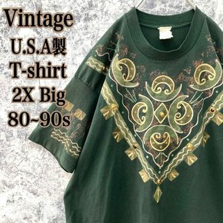 ヴィンテージ(VINTAGE)のIT100 激レアUSA製ビンテージ古着伝統的デザインビッグサイズTシャツ2X(Tシャツ/カットソー(半袖/袖なし))