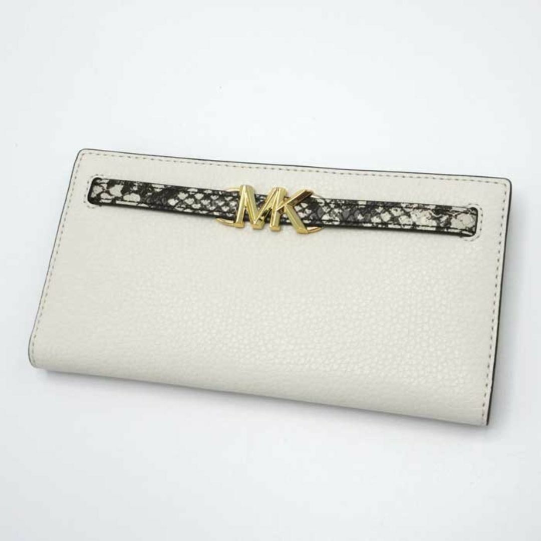 Michael Kors(マイケルコース)の【新品】マイケルコース 財布 長財布 Michael Kors パイソン調 蛇柄 プリント リード ラージ スナップ ウォレット 二つ折り 35S4G6RE3L NAT/LT CREAM (ナチュラル×ライトクリーム) アウトレット レディース REED LG SNAP WALLET LEATHER レディースのファッション小物(財布)の商品写真