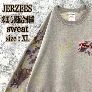 ジャージーズ(JERZEES)のIS419 US古着ジャージーズ米国心臓協会刺繍タイダイ牛柄ビッグスウェット希少(スウェット)