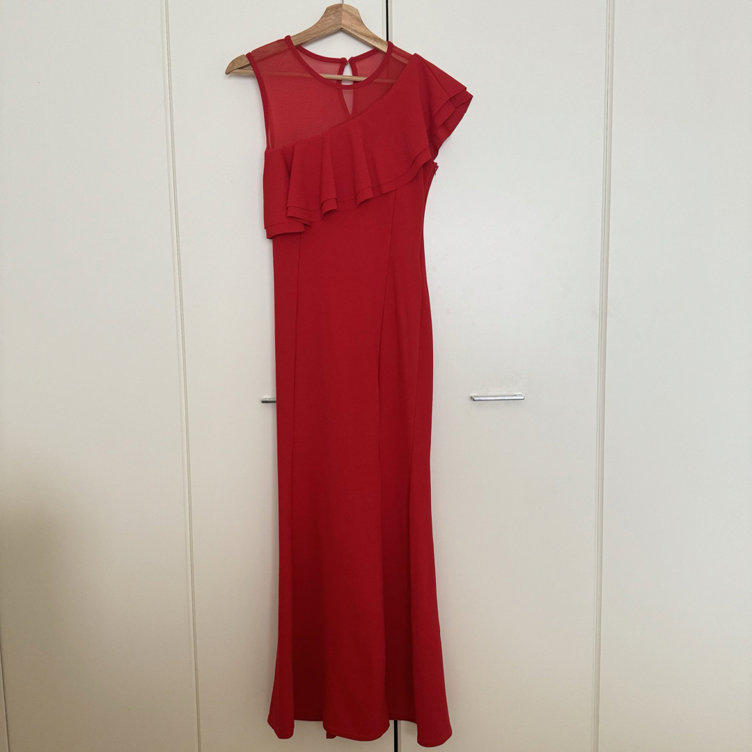 赤ロングスリットドレス/キャバドレス／パーティードレス レディースのフォーマル/ドレス(ロングドレス)の商品写真
