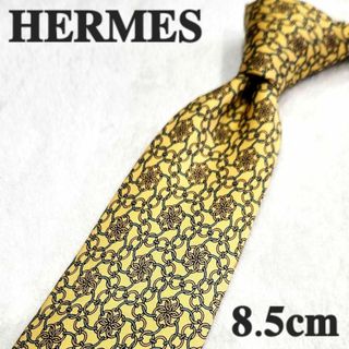 エルメス(Hermes)の【HERMES】エルメス　ハイブランドネクタイ　黄色　メンズ(ネクタイ)