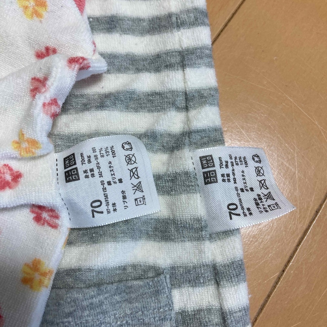 UNIQLO(ユニクロ)の70センチロンパース3枚セット キッズ/ベビー/マタニティのベビー服(~85cm)(ロンパース)の商品写真