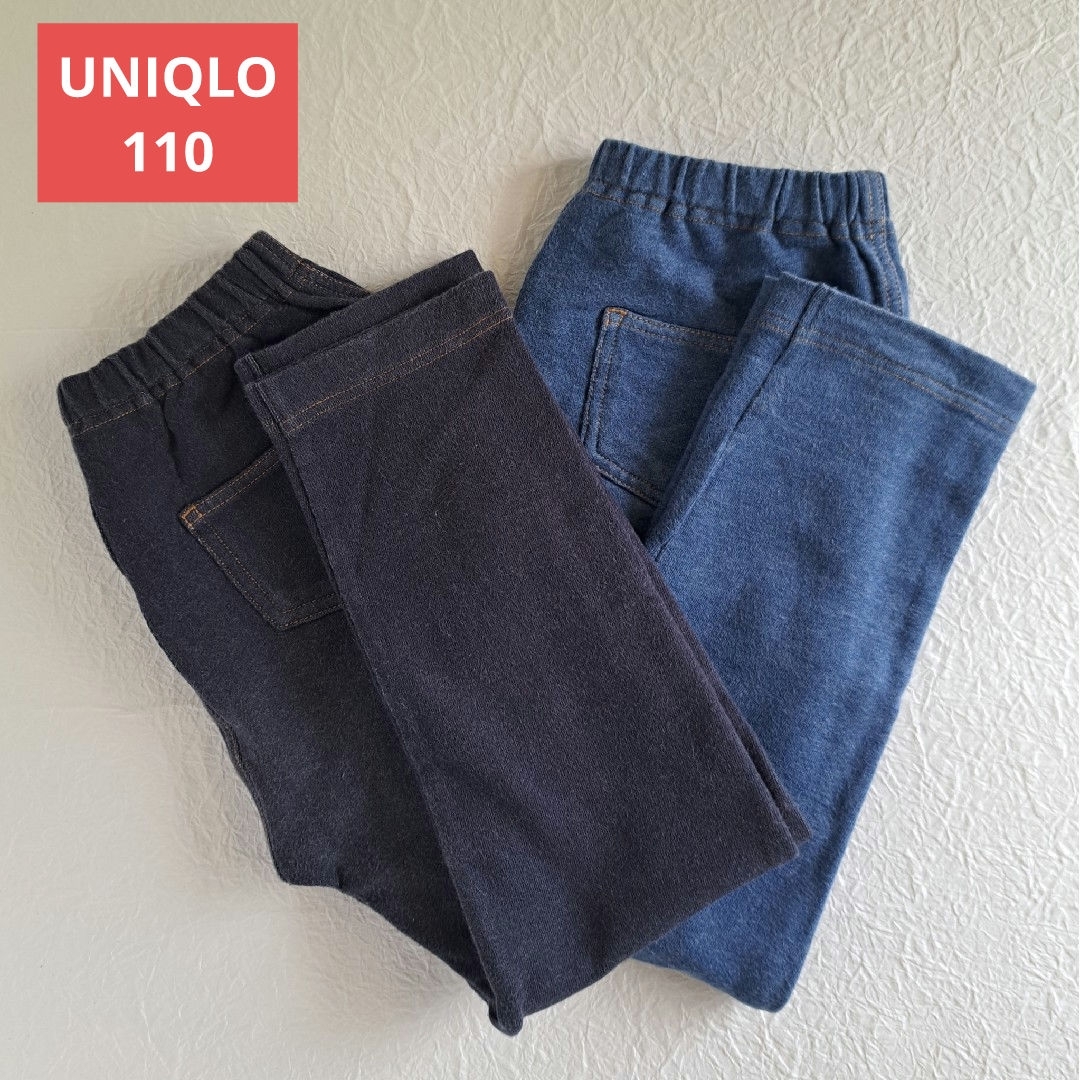 UNIQLO(ユニクロ)のUNIQLO ユニクロ レギンス 10分丈 2枚セット ブルー ネイビー キッズ/ベビー/マタニティのキッズ服女の子用(90cm~)(パンツ/スパッツ)の商品写真