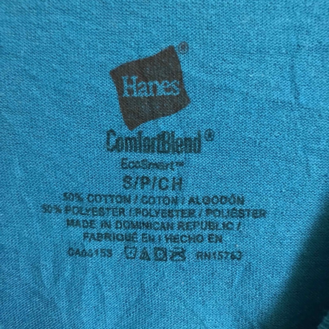 Hanes(ヘインズ)の勇気信じるメッセージtee雰囲気古着オールドデザインTシャツビッグロゴ青tシャツ メンズのトップス(Tシャツ/カットソー(半袖/袖なし))の商品写真
