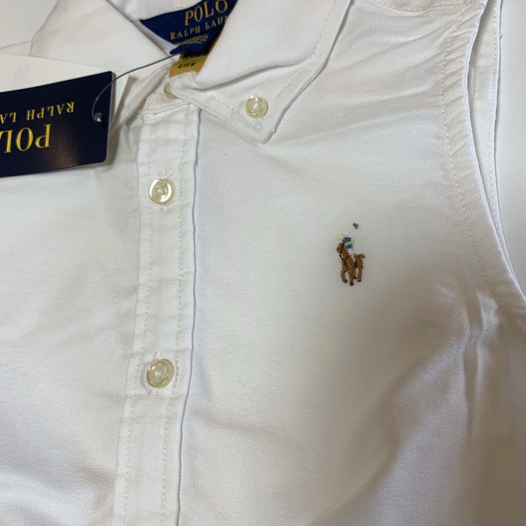 Ralph Lauren(ラルフローレン)の【新品】ラルフローレン ノースリーブ ポロシャツ ワンピース 白 6X キッズ/ベビー/マタニティのキッズ服女の子用(90cm~)(ワンピース)の商品写真