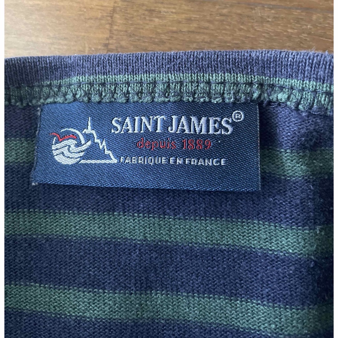 SAINT JAMES(セントジェームス)のセントジェームス　ボーダー　ネイビー×グリーン　レディース レディースのトップス(カットソー(長袖/七分))の商品写真