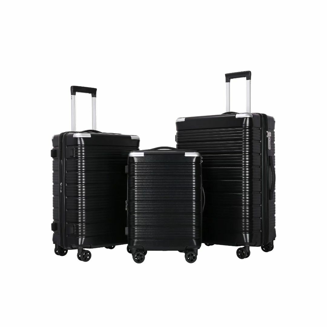 キャリーケース 黒 Mサイズ 拡張 軽量 ダイヤルロック 静音 スムーズ 丈夫 レディースのバッグ(スーツケース/キャリーバッグ)の商品写真
